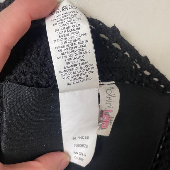 The Bikini Lab Black Crochet High Neck Halter Top Bikini Top Size Medium - Picture 8 of 8